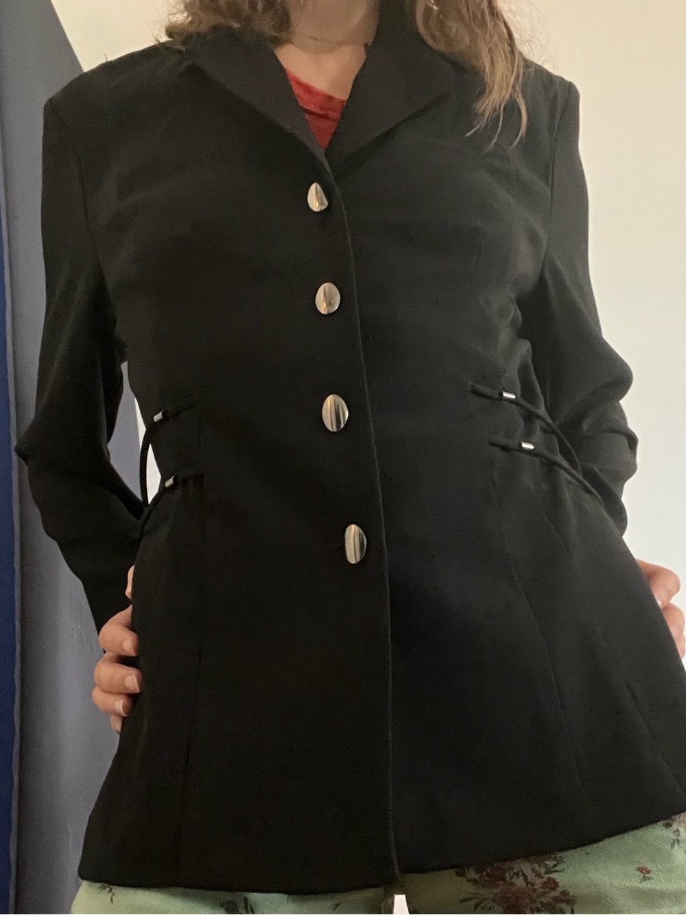 Vintage S.L. Fashions Black Button-Front Tailored Jacket